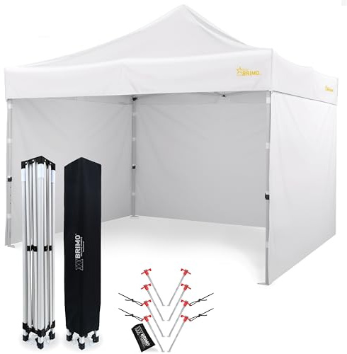 Economic Star Faltpavillon Wasserdicht mit 3 Seitenteile + 4 Sandsäcke + 4 Seile und Partyzelt Heringe + Schutzhülse für Rennzelt, UV-Schutz 50+ Pop-Up Marktzelt (3x3, Weiß)