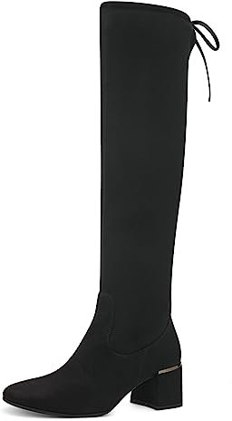 MARCO TOZZI Stivali Sopra il Ginocchio Donna Eleganti con Tacco a Blocco, Black, 39 EU
