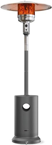 EAST OAK 48,000 BTU Patio Heater for Outdoor Use With Round Table Design, Double-Layer Stainless Steel Burner and Wheels, Outdoor Patio Heater for Home and Commercial, Gray, 31.9 x 31.9 x 86.6 inches