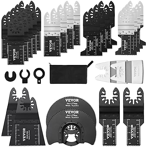 VEVOR Hojas de Sierra Oscilante 30 Piezas Universal Multifunción Liberación Rápida 8 Tipos de Hojas Herramientas Oscilantes para Madera Metal Plástico para Dewalt Milwaukee Hitachi Chicago Craftsman