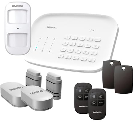 Pack Starter Pet Immune Daewoo | Alarme Maison sans Fil WiFi/GSM connectée | Contrôle à Distance, détection d'ouverture et de Mouvement, Compatible avec Amazon Alexa, l’Assistant Google