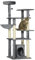 PawHut Árbol Rascador para Gatos de 144 cm Torre para Gatos con 4 Formas Postes para Rascar Cama Cueva Plataformas Hamaca y Bolas Colgantes 49x49x144 cm Gris