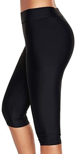 Asoodiy Legging de bain long taille haute pour femme - Collants de course 3/4 - Coupe ajustée - Taille élastique