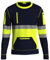 NOROZE High Visibility Long Sleeve Hi Vis Jumper - Crew Neck Fleece Hi Viz Sweatshirt Reflective Tape Safety - Mens Security Workwear Tshirt Top NVY-YEL/L