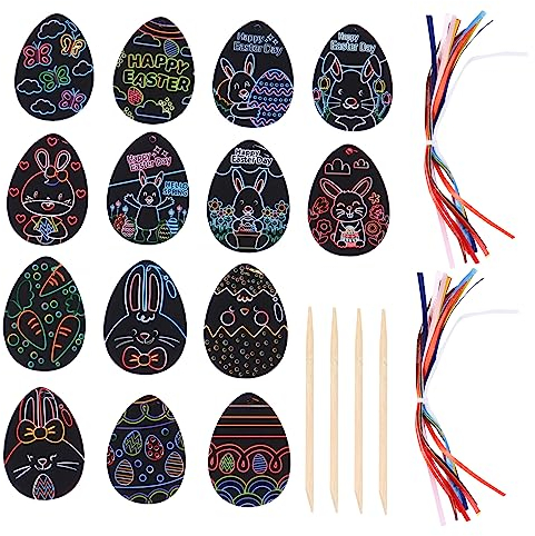 UPKOCH 60 Piezas Pascua favores Fiesta Papel rascador Herramientas para niños pequeños Manualidades Pascua Manualidades Pascua artesanía Pintada
