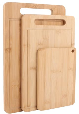 LDXDRU 34 x 22 cm / 30 x 20 cm / 20 x 15 cm Holz Schneidebrett aus Bambus 3er Set, Holz Schneidebretter Schneidbrett, Küche Wood Holzbrett Wooden Cutting Chopping Board Holzschneidebrett