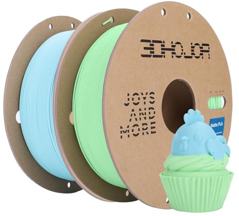 3DHojor Matte PLA 3D Printer Filament 1.75mm 1KG*2 Bundle, Mint Green+Blue | Dimensional Accuracy +/- 0.03mm