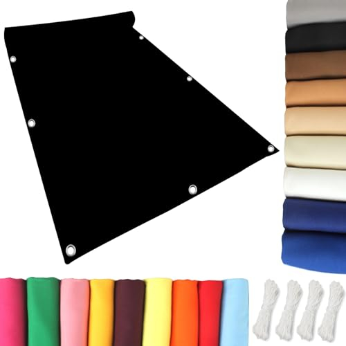 Sonnensegel Sonnenschutz Windschutz 6.5 x 10 m Sonnensegel Balkon, Garten UV Schattennetz, Anti UV Windschutznetz Wasserabweisend Sonnenschutz 100% PES Pflanze Pergola Zaun Balkon, Schwarz