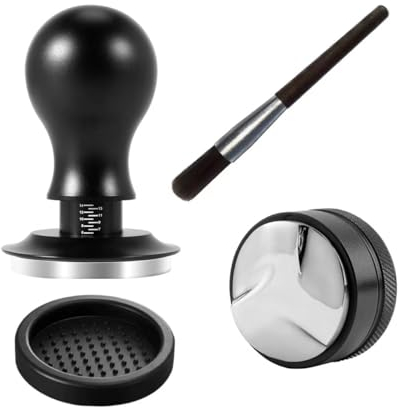 58mm Coffee Tamper & Distributor Set, Goespecil Espresso Tamper with Spring Loaded and Base, Coffee Leveler for 58mm Breville Portafilter with Coffee Cleaning Brush (58mm)