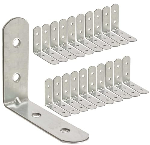 OMIDEAS 20 x Angle Bracket (30 x 30 x 16) 90 Degree L Shape Corner Brace Plate Wood Metal Connecting Fixing Joining Repair Support Galvanised Connector