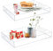 SENENQU Paquete de 2 bandejas transparentes para servir, 11 x 15 pulgadas y 12 x 16 pulgadas, organizador de bandeja de acrílico con asas, bandeja de plástico transparente para cocina, baño,