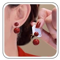 Xmsrn Vintage Rote Perle Ohr Jacke Ohrringe Koralle Ohrstecker Tropfen C-förmigen Ohrstecker Für Frauen