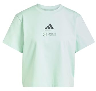 Adidas Damen Mercedes - AMG Petronas Formula ONE Team Premium Woven Crop Tee Women, Frozen Green/Grey strata, XXL