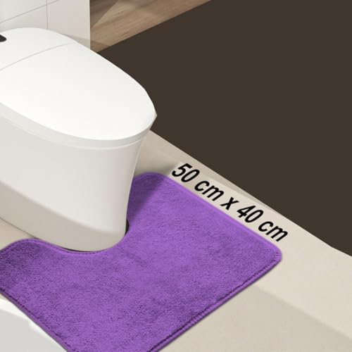 B&B Bathroom Rugs, Soft and Absorbent Microfiber Bath Rugs, Non-Slip Shaggy Bath Carpet, Machine Wash Dry Bath Mats for Bathroom Floor, Tub and Shower, Purple - 50 x 40 cm