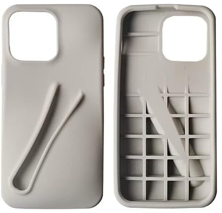 Lip Gloss Holder Case for iPhone 12 - Stylish Silicone Lipstick Case for Women & Girls (Gray)