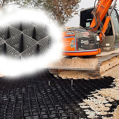 Strapazierfähiges, durchlässiges Pflastersteinsystem – 2 dicke Kies-Bodengitter für Parkplätze, Geogitter mit maximaler Belastung von 816,5 kg – flexible Gitter zur Kiesstabilisierung