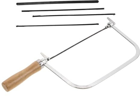 LDHNFBYV Sierra de calar con Mango de Madera, Sierra Manual portátil de Hierro for carpintería, miniherramientas de Grabado Multiuso con Cuchillas de Repuesto for el hogar