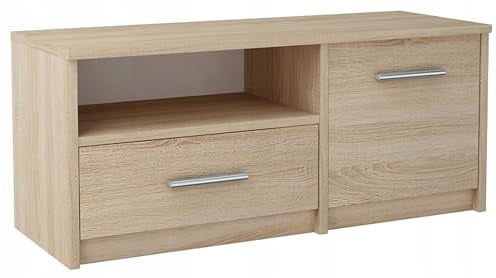 MATKAM Fernsehkommode BODO 1D1S, H42 x B98 x T35 cm, TV Lowboard, TV Unterteil, 1 Schublade und 1 Tür, Robuste Verarbeitung, Moderne Ästhetik, ideal für jeden Raum (Sonoma Eiche)