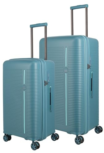 Travelite 4-Rad Koffer Set 2 teilig Größen L/M, Gepäck Serie Roomer: Hartschalen Trolleys mit TSA Kombinationsschloss; Größe M mit integrierter Dehnfalte