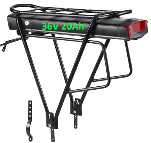 portapacchi Batteria per Bici elettrica da 36Volt 20Ah Batteria per Bici elettrica Batteria al Litio per Motore E-Bike(W/EU caricabatterie)