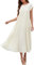 Adigaber Damen Langes Kleid Sommer Plissee Casual Rundhalsausschnitt Einzigartig Kleid mit Taschen