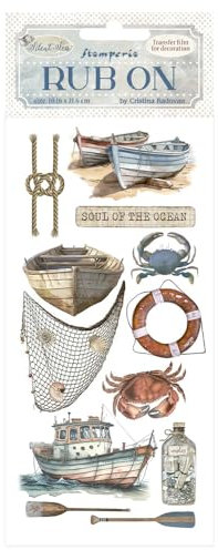 Stamperia - Rub-on for Scrapbooks, Albums, Card Making, and Bullet Journals, Easily Transfer Images onto Paper and Other Surfaces, Perfect for Crafts and Gifting (Silent Sea, Boat)