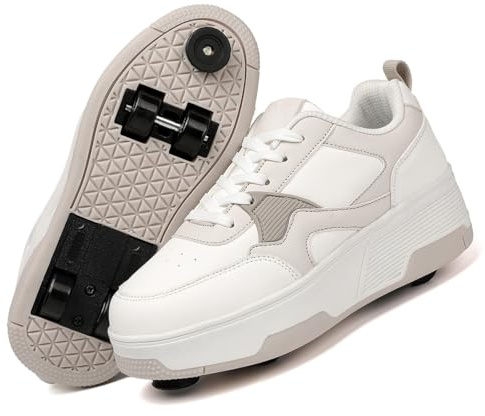 LIWLLIUA Schuhe mit Rollen für Kinder – 2-in-1 Rollschuhe und Turnschuhe für Jungen & Mädchen, verstellbare Skateboardschuhe