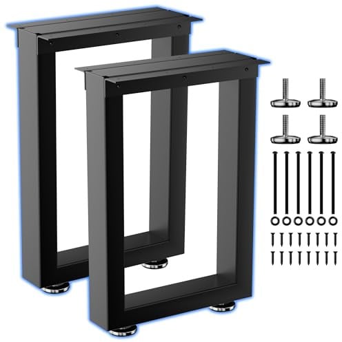 Robuste stuhlbeine, 40 cm, 2 Stück, industrieller möbelfüße aus schwarzem Metall , Stahlstützrohr für bankbein couchtisch beine und DIY tischbeine metall schwarz – quadratische Form (11.8inch)