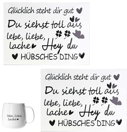 Lot de 2 stickers muraux pour salle de bain - Autocollants de miroir - Autocollants de motivation pour citations - Autocollants muraux pour fenêtre - Favorise la confiance en soi - Énergie positive