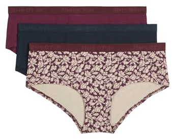 Marc O'Polo Damen Panty 3-Pack Essentials - Cherry/Dark Navy/Cherry Print - Größe XL
