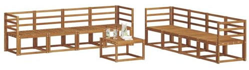 vidaXL Outdoor-Sofagarnitur 9 pcs Natur Massivholz Akazie, Akazienholz Garten Sofa Set, modernes Outdoor Lounge, stylische Terrassenmöbel, Bequeme Sitzgelegenheit für Treffen