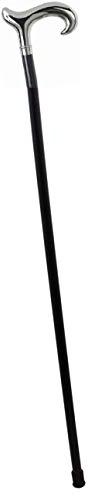 Gehstock Spazierstock Wanderstock Derby, schwarz mit silbernem Griff