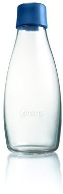 Retap ApS Botella de Agua Retap 0,5 L con Tapón Elastomero Marino, Vidrio de borosilicato, Azul Oscuro, 500 ml