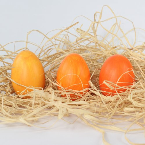 Ei Osterei, echte ausgeblasene Gänseeier für Osternest Ostern, 12er Box, sortiert in 3 verschiedenen Farbtönen, orange