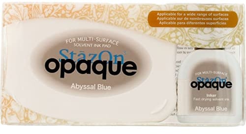 TsukinekoStazOn Opaque Ink Pad for Stamping, Blue, Abyssal Blue, Large, Opaque, Air Dries, Archival