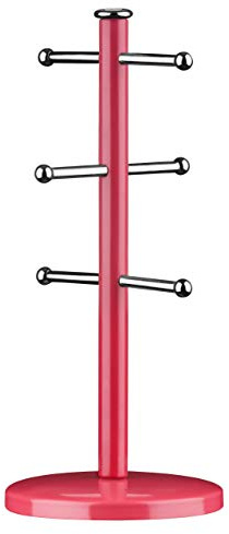 Premier Housewares 507858 6 Cup Mug Tree - Hot Pink, H31 x W14 x D14cm