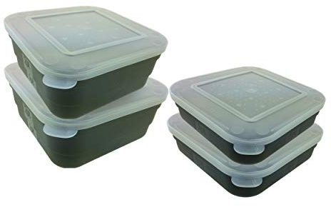 Roddarch 4 Fishing Maggot Bait Box Tub 2 x 2 Pint & 2 x 1 Pint Bait Boxes Shatterproof ABS