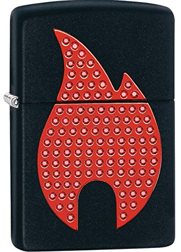 Zippo Sturmfeuerzeug - Bling Emblem - Schwarz Matt - Nachfüllbar - Wiederverwendbar - Windfestes Design - Geschenkbox - Made in USA