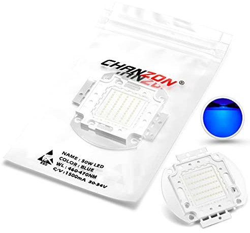 CHANZON Hochleistungs LED Chip 50 W Blau (1500 mA/DC 30 V - 34 V/50 Watt) Superhelle Intensität SMD COB Lichtemitter Komponenten Diode 50 W Birnen - Lampenperlen DIY - Beleuchtung
