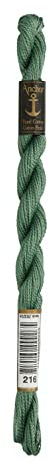 Anchor Stickgarne, 100% Baumwolle, heugrün, Stärke 5, 21m, 7