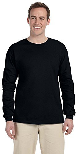 Gildan Men's Ultra Cotton Long Sleeve T-shirt, Style G2400 Shirt, Black, XXL