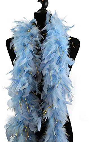 Fukang Feather Truthahn Chandelle Federboa – 183 cm, 60 g, Hell, blau, Large