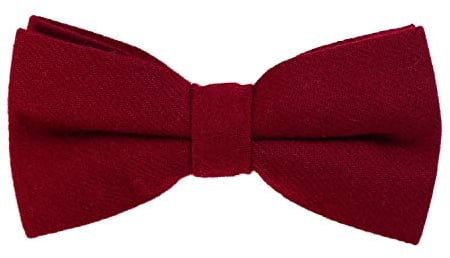 DonDon Herren Fliege 12 x 6 cm Baumwolle gebunden und längenverstellbar dunkelrot