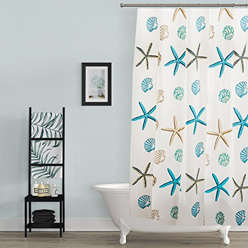 BSTT Duschvorhänge Anti schimmel Wasserdicht PEVA Seestern Dekorative Badvorhang Badezimmer Duschvorhang Für Haus und Hotel 120 x 180 cm