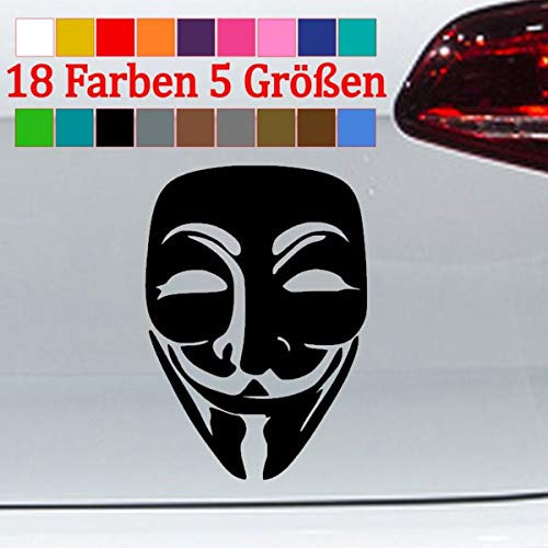 Anonymous Aufkleber Golf Maske Auto Hack Guy Fawkes Sticker 18 Farben 5 Größen
