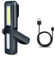 htbakoi Linterna Taller Lampara led Recargable Luz de Trabajo Portatil Mecanico Superbrillante Dual Luz Modo(LED + COB) con Base Magnética 360º Gancho para Coche Hogar Camping Carro Negro
