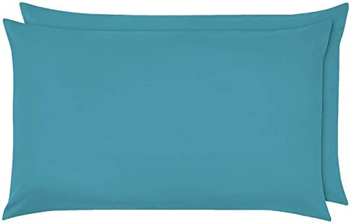 AmigoZone New 2 x Pillow Cases Housewife Plain Cover Polycotton Bedroom Luxury Pair Pack (Teal)