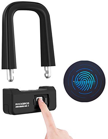 Forspero Rockbros Fingerprint Anti-Theft U Lock Folding Motorcycle Bike Lock Cycling Mountain Mtb Road