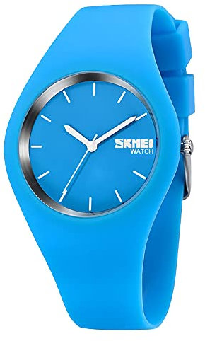 Gosasa Casual Simple Style Silicone Bracelet Femmes Hommes Sports Montres 30M Étanche, Un bleu clair, Sports et loisirs