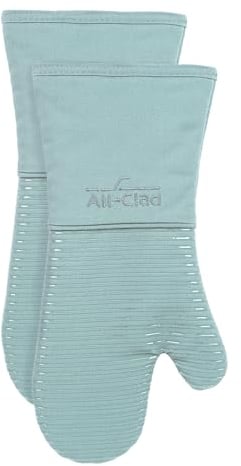 All-Clad Silicone Oven Mitts: Heat Resistant up to 500 Degrees - 100% Cotton & Silicone, 14x7 Oven Mitt for Kitchen and Barbeque, 2-Pack, Rainfall